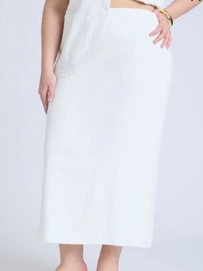 NWT Eloquii White Linen Blend Column Maxi Skirt Size 22 Back Slit Lined